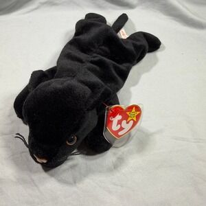 Ty Beanie Babies Velvet the Panther 1995 Black Plush Toy Retired Rare PVC Pellet